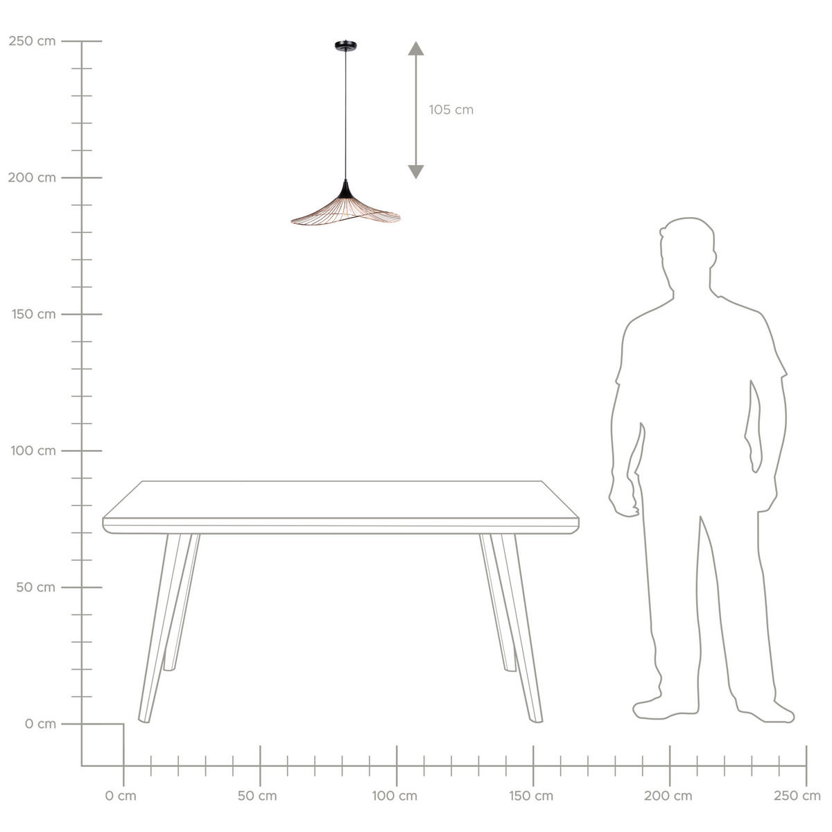 HÄNGELEUCHTE Mazaro 50/50/125 cm - Kupferfarben, Metall (50/50/125cm) - Beliani