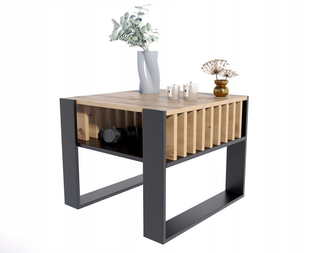 COUCHTISCH IGA Quadratisch Artisan Eiche-Schwarz 60/63,6/50 cm - Multicolor, Holzwerkstoff (63.6/60/50cm) - Matkam Möbel