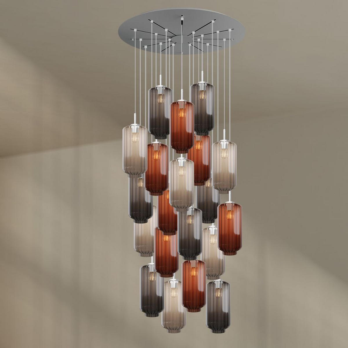 GALERIELEUCHTE Velo 20-flammig Mehrfarbig Ø 18cm - Multicolor/Weiß, Glas (18/18/33cm) - s.luce