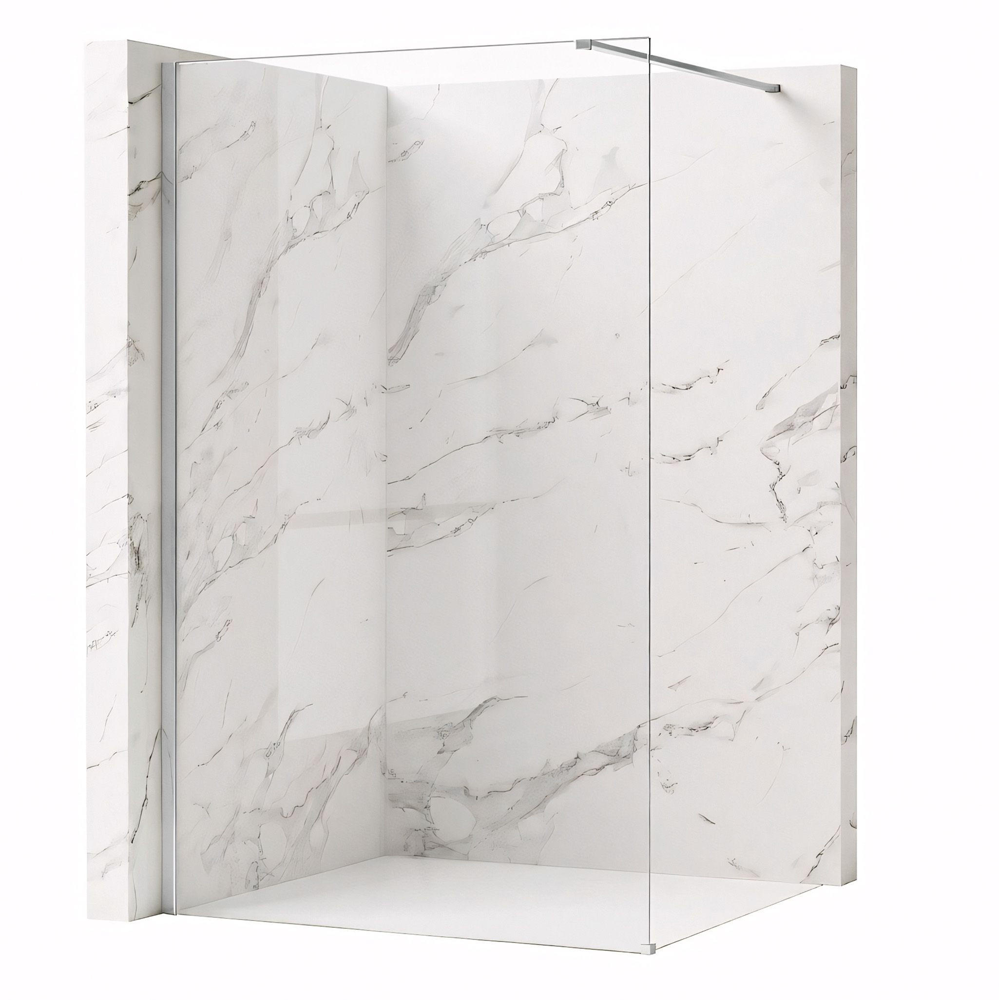 DUSCHWAND Rea Flexi Transparent / Chrome 140 - Chromfarben, Glas (120/140/195cm) - REA