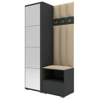 GEPOLSTERT Garderoben-Set Nela I LUX (Spiegel – Farbe Graphit + Stoff Trinity 04) - Beige/Silberfarben, Holz/Holzwerkstoff (100/187/40cm) - Ravio
