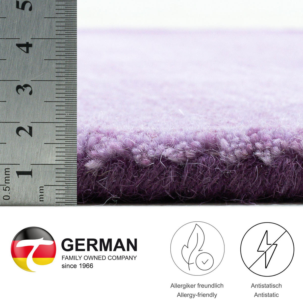TUFTTEPPICH Wool Comfort 60x90 cm - Violett, Textil (60/90cm) - THEKO