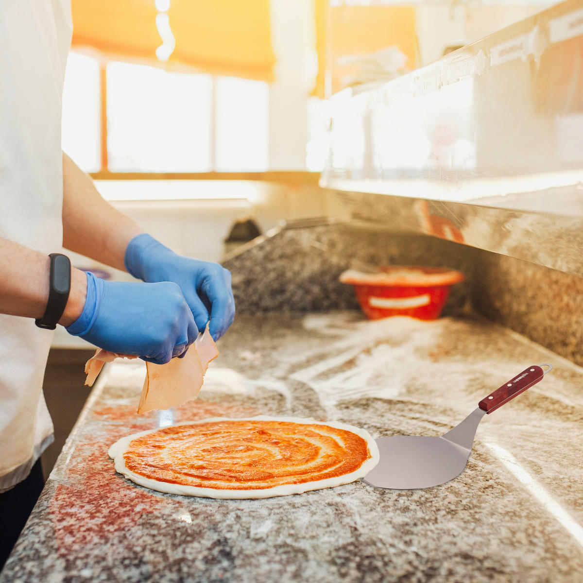 PIZZASCHIEBER - Silberfarben, Holzwerkstoff/Metall (16.5/8.5/36cm) - Relaxdays