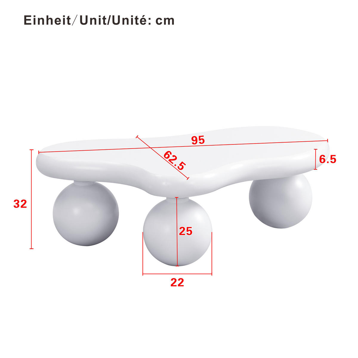 COUCHTISCH Wolkenstil 95/32 cm weiß mit LED-Beleuchtung 16 Farben - Weiß, Holzwerkstoff (95/62.5/32cm) - OKWISH