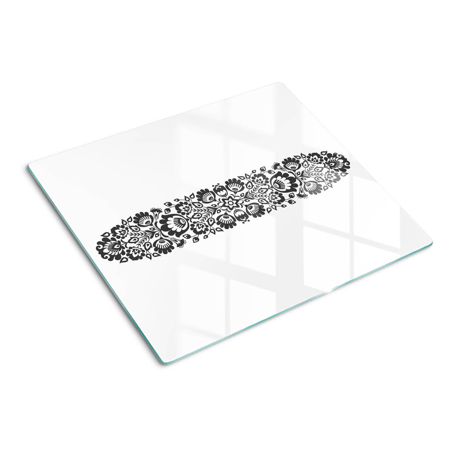 GLASPLATTE 60x52 cm Volksblumen - Weiß Hochglanz/Braun, Glas (60/0.4/52cm) - TULUP