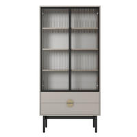 VITRINE Stoon II Taupe 85 cm - černá/zlatá, kov/kompozitní dřevo (85/179/41cm) - Selsey