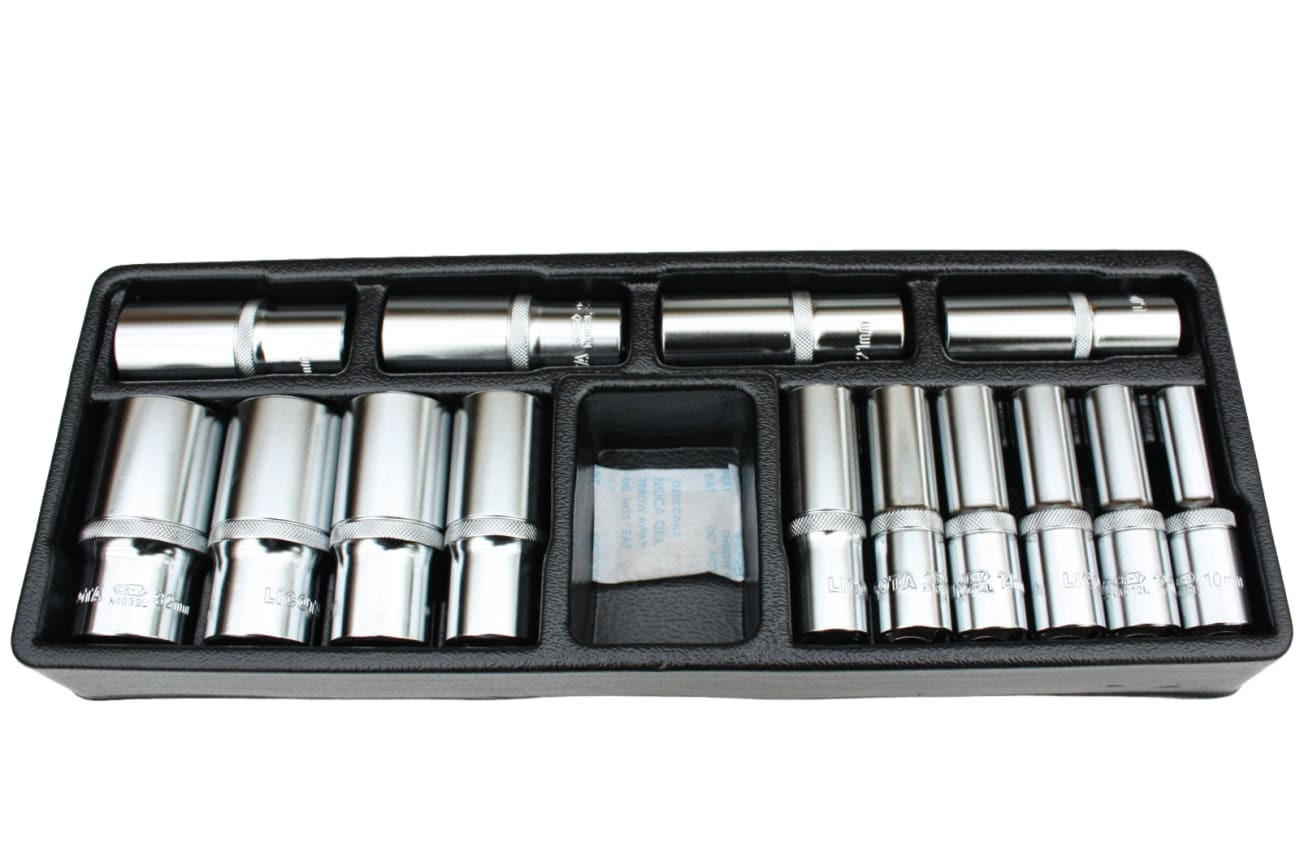 STECKNUSSSATZ 1/2 Zoll, 14-teilig, 10-32mm, Cr-V Stahl - Silberfarben, Metall (30/1/1cm) - BONI-SHOP