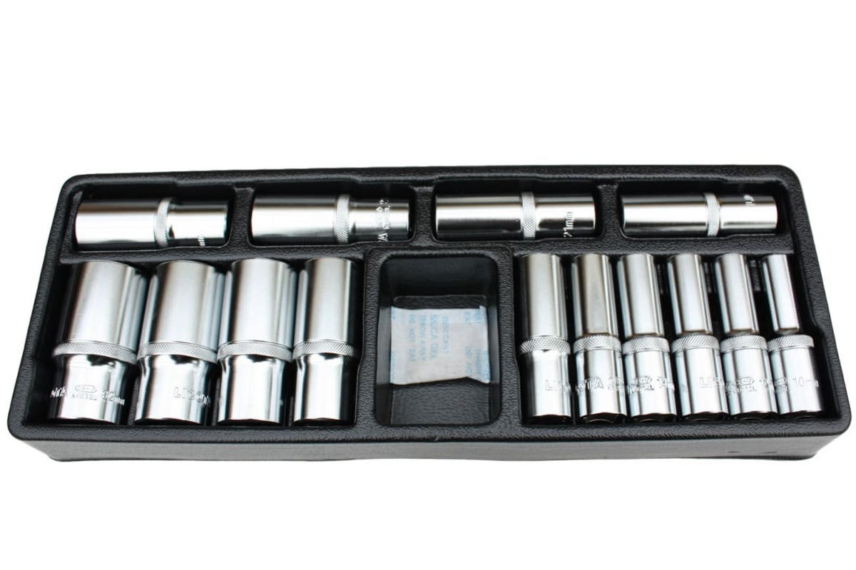 STECKNUSSSATZ 1/2 Zoll, 14-teilig, 10-32mm, Cr-V Stahl - Silberfarben, Metall (30/1/1cm) - BONI-SHOP