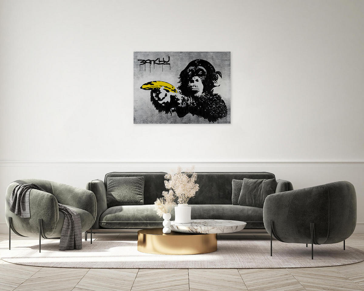 RUČNE MAĽOVANÝ AKRYLOVÝ OBRAZ 100/75 cm, žltý, abstraktný geometrický motív - žltá, drevo/textil (100/75cm) - KUNSTLOFT