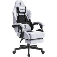GAMING Stuhl mit Fußstütze Stoff Schwarz Grau Gestreift - Grau, Textil (40/40/40cm)