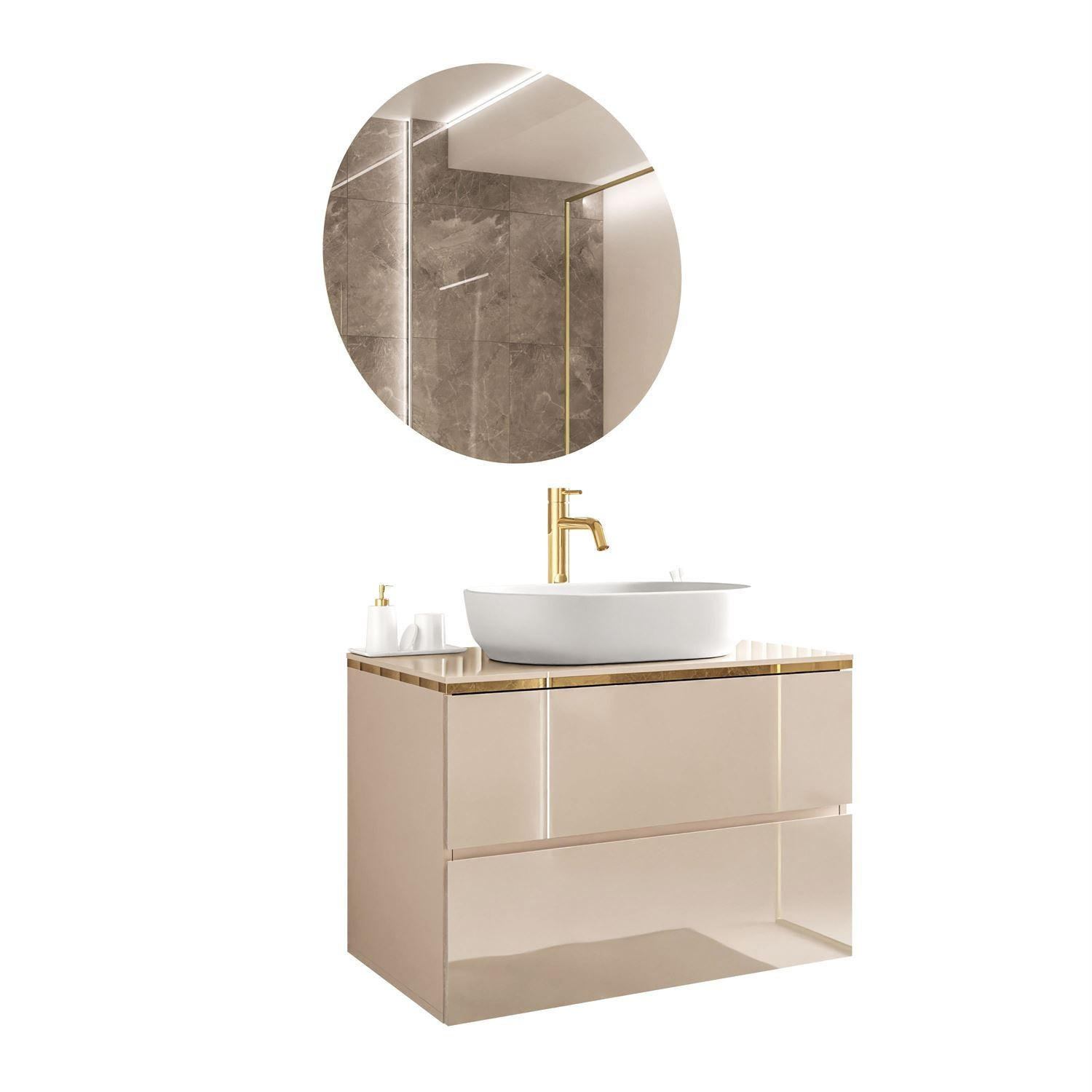 BADEZIMMERSCHRANK AURORA KASCHMIR GOLD - Kaschmir, Holzwerkstoff (80/55/45cm) - Lookway
