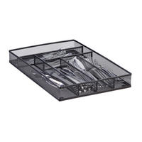 BESTECKKASTEN - Schwarz, Metall (28.6/5.08/40.6cm) - Relaxdays