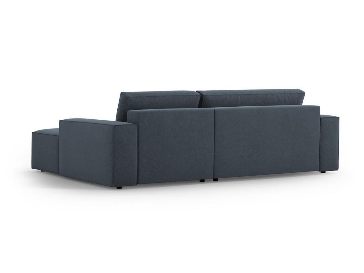AUSKLAPPBARES-ECKSOFA rechts mit Container Jodie aus strukturiertem Stoff blau 3 Sitzplätze - Blau, Textil (246/151cm) - Micadoni