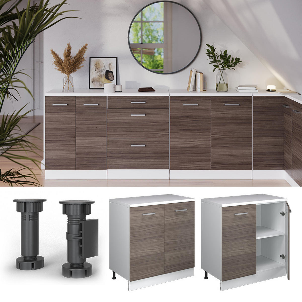 ORMAR ZA POTKROVLJE Rion Plemenita Siva 80 x 81.6 cm bez kosine s 2 vrata - bijela/siva, drvni materijal (80/83.8/46cm) - Vicco