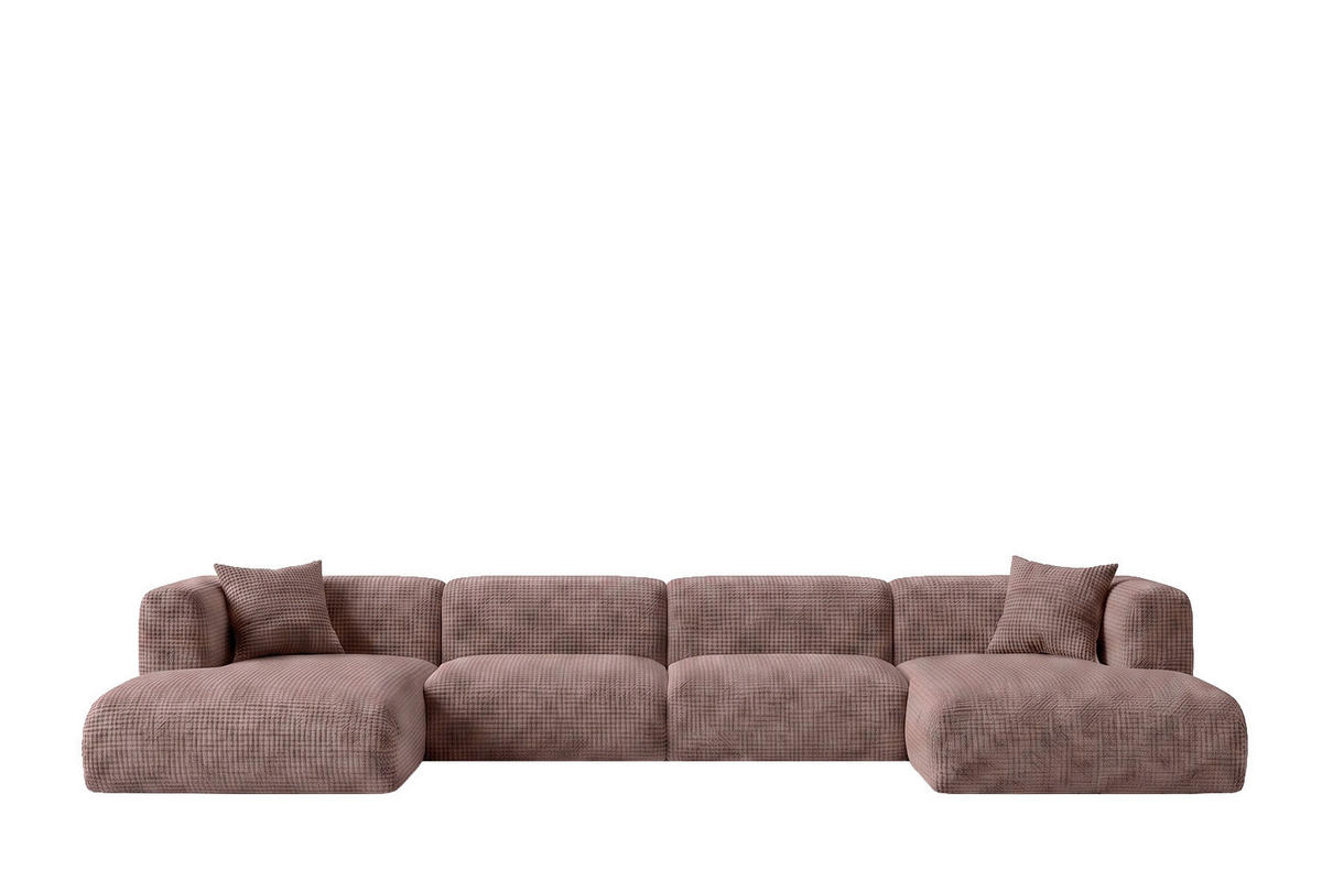 ECKSOFA U-Form, Chenille-Stoff Cremona, Taupe, GRETA - Taupe, Holz (408/70/179cm) - Kaiser Möbel
