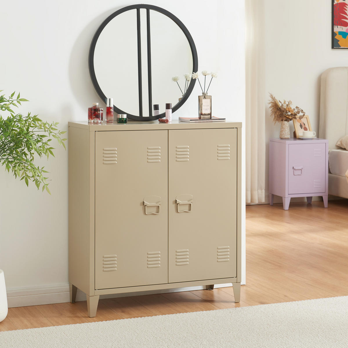 METALLSCHRANK Oripää - Braun, Metall (80/90/33cm) - [en.casa]