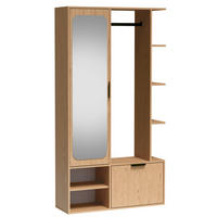 GARDEROBENSCHRANK Nemrut Braun 100/189/33 cm – Modern, mit Spiegel und viel Stauraum - Braun, Holzwerkstoff/Kunststoff (100/189.4/33cm) - AX Living