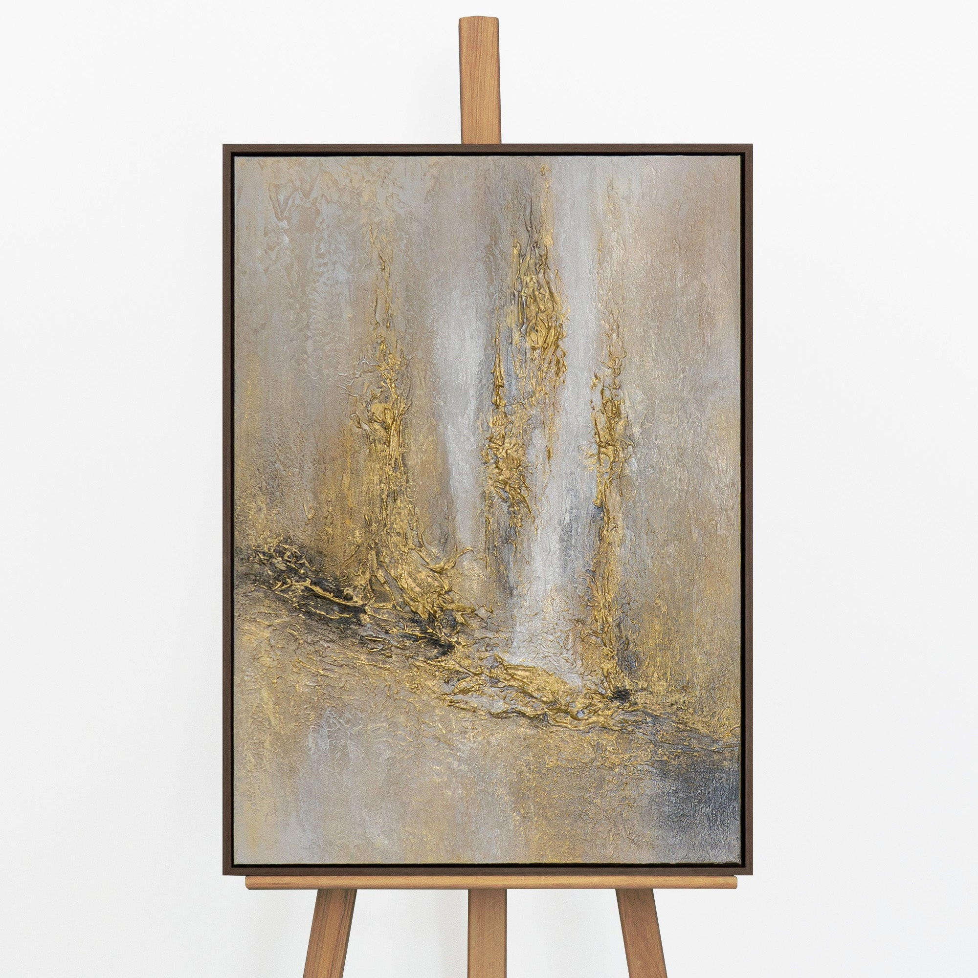 GEMÄLDE Abstrakte Stadt Schattenfugenrahmen Grau 70x50 cm - Grau, Holz (70/50cm) - YS-art gallery
