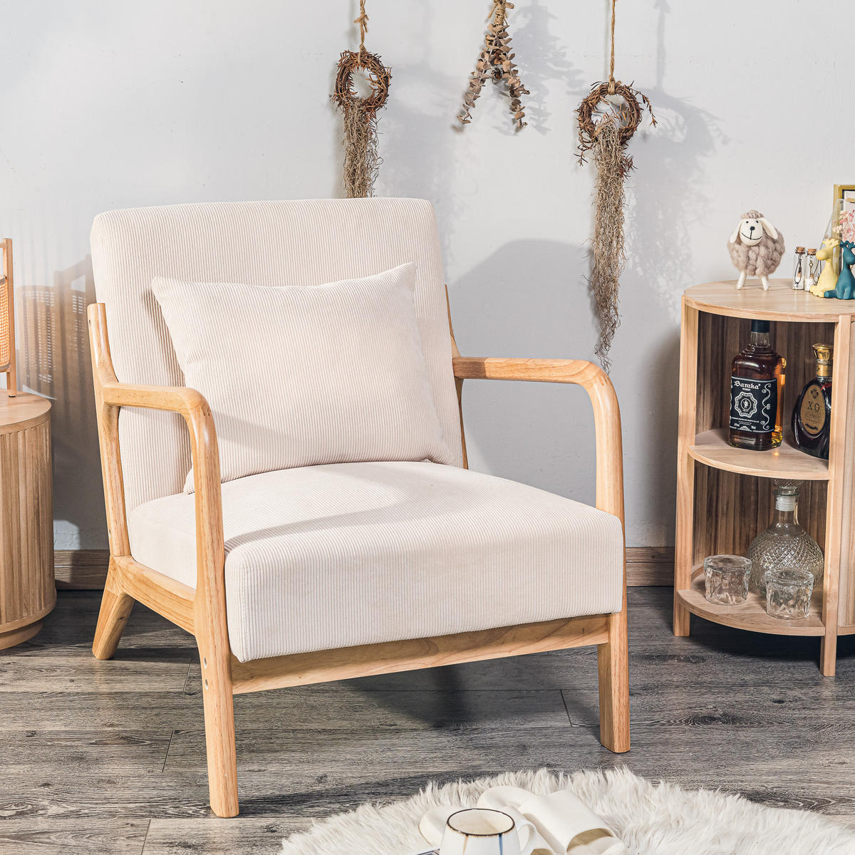 SESSEL Holz Beige - Beige, Holz (64/74/80cm) - Nordlys