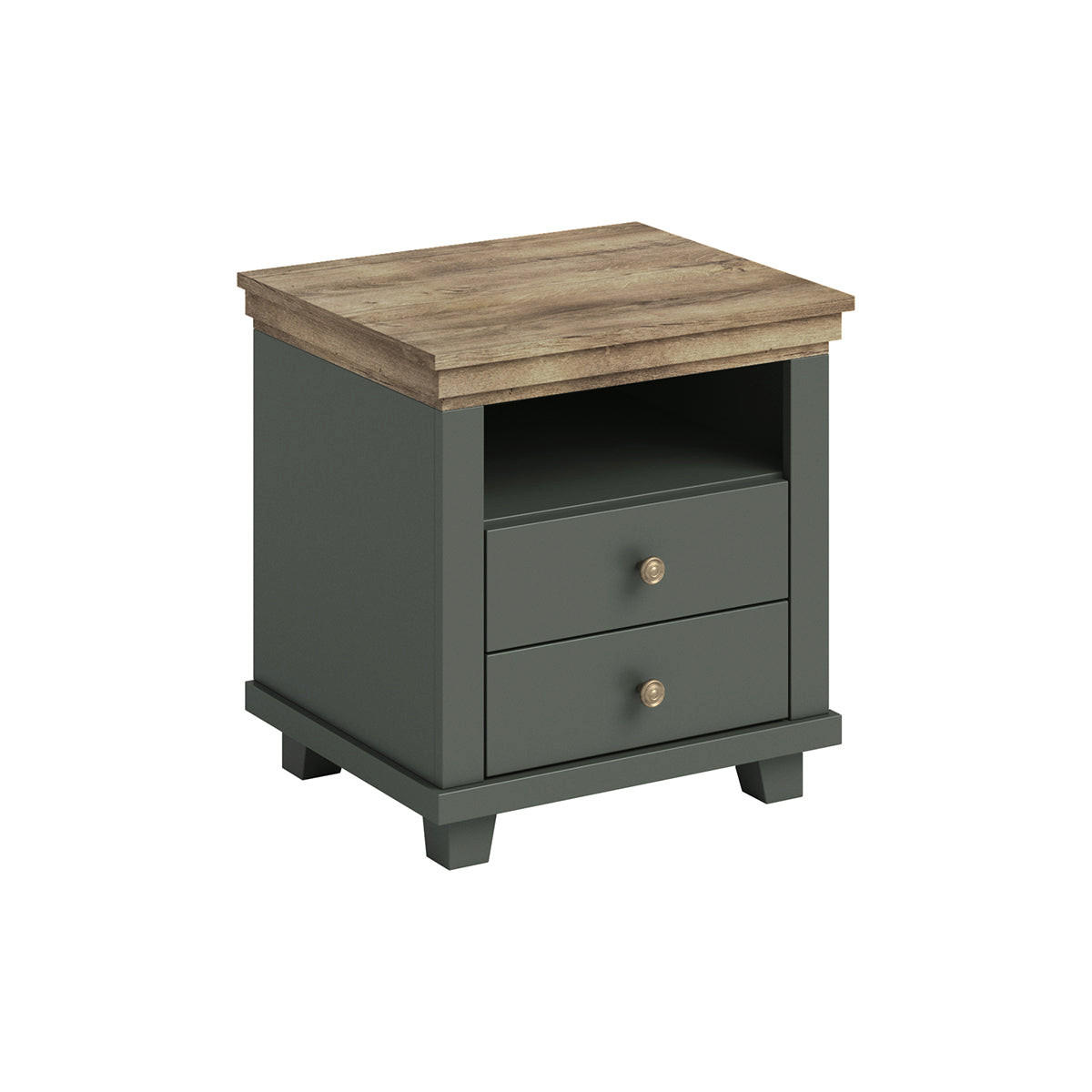 NACHTTISCH Martin Grün und Holz - Grün, Holzwerkstoff (52/54.2/42cm) - Petits-meubles