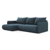 ECKSOFA mit Schlaffunktion Strukturstoff Stoff Blau - Blau/Blaugrau, Kunststoff/Textil (148/240cm) - LaMiaSofa