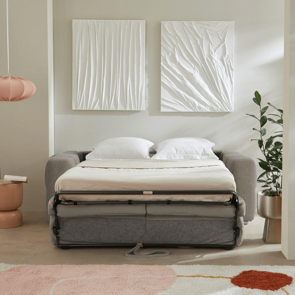 SCHLAFSOFA 3-sitzer mit express-Öffnung in stoff cameron 207/102/84 cm - Braun, Textil (102/84/104cm) - Calicosy