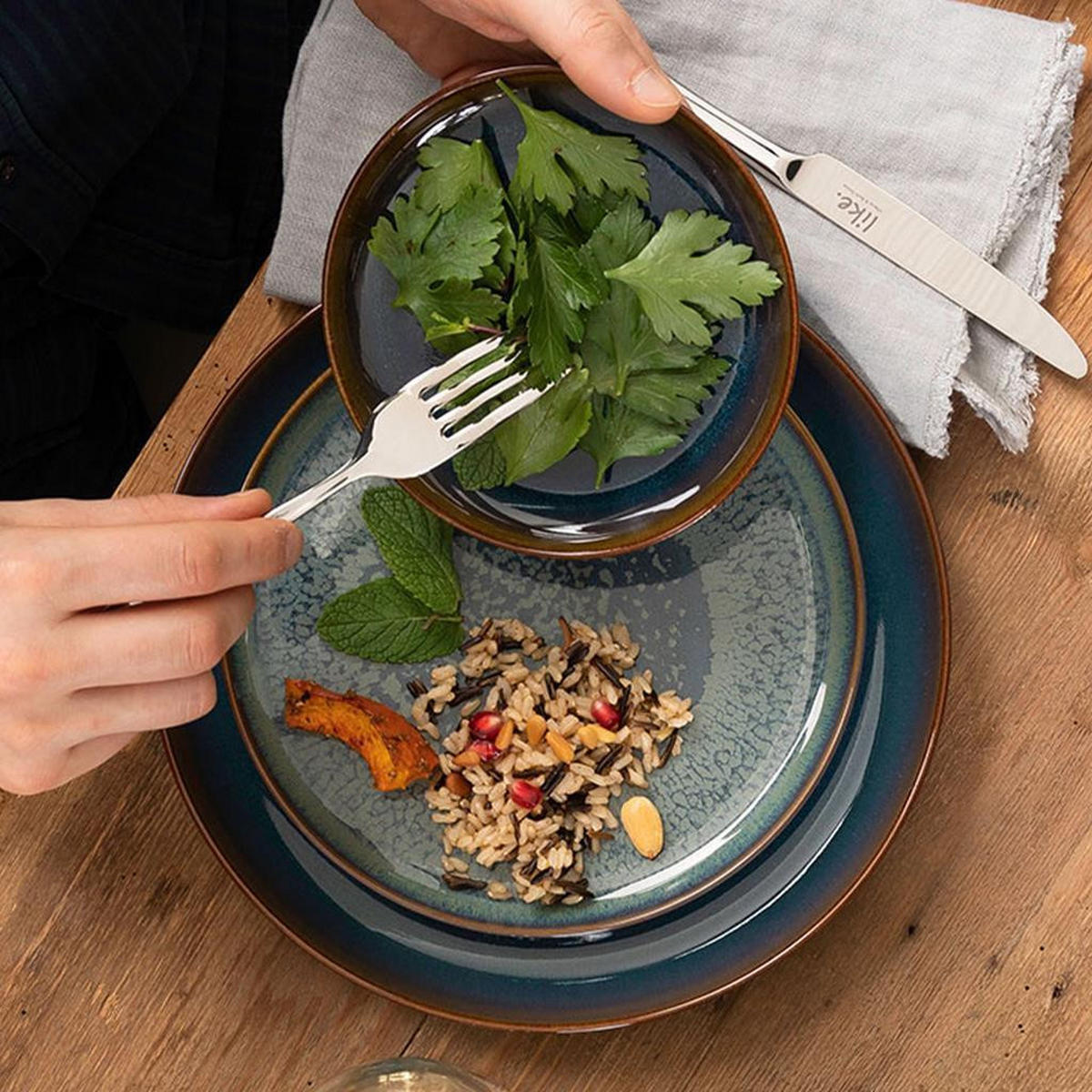 BASIC-SET Crafted Denim 6er Set - Blau, Keramik (1/1/1cm) - like.Villeroy & Boch