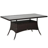GARTENTISCH aus Polyrattan 150x85x74 cm Braun mit Sicherheitsglas - Braun, Metall (150/85/74cm) - Modfu