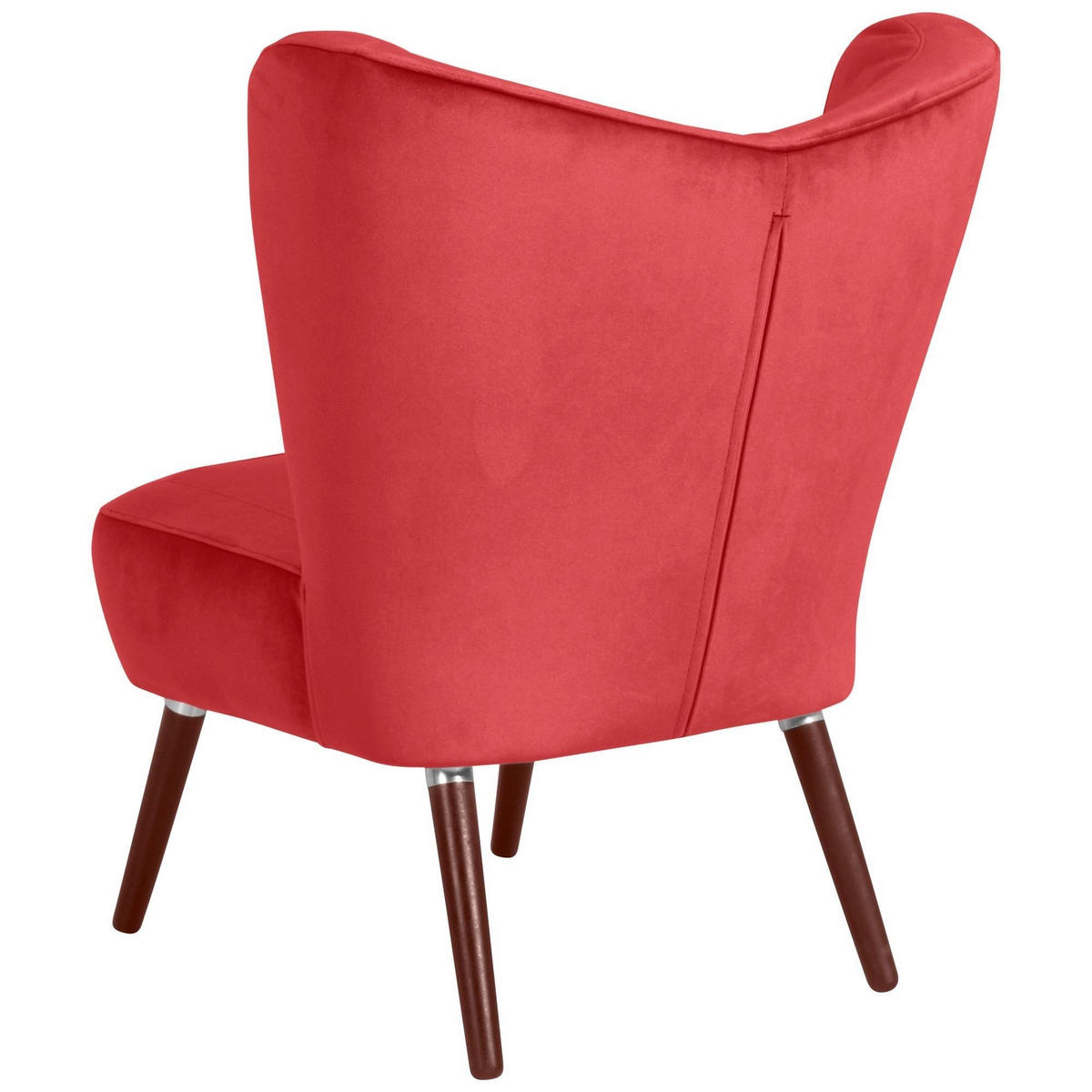 SESSEL Kathy Bezug Samtvelours Buche nussbaum dunkel / rot - Rot, Kunststoff (70/86/69cm) - 58aufmkessel