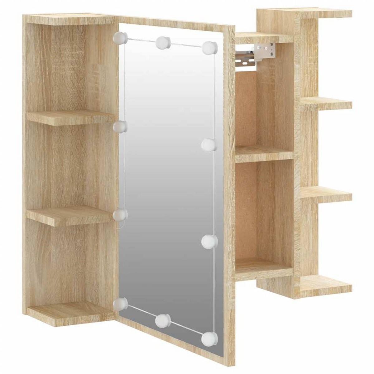 SPIEGELSCHRANK mit LED, 70/16,5/60 cm, aus Holzwerkstoff, in Sonoma-Eiche - Sonoma Eiche, Holz (70/60/16.5cm) - vidaXL