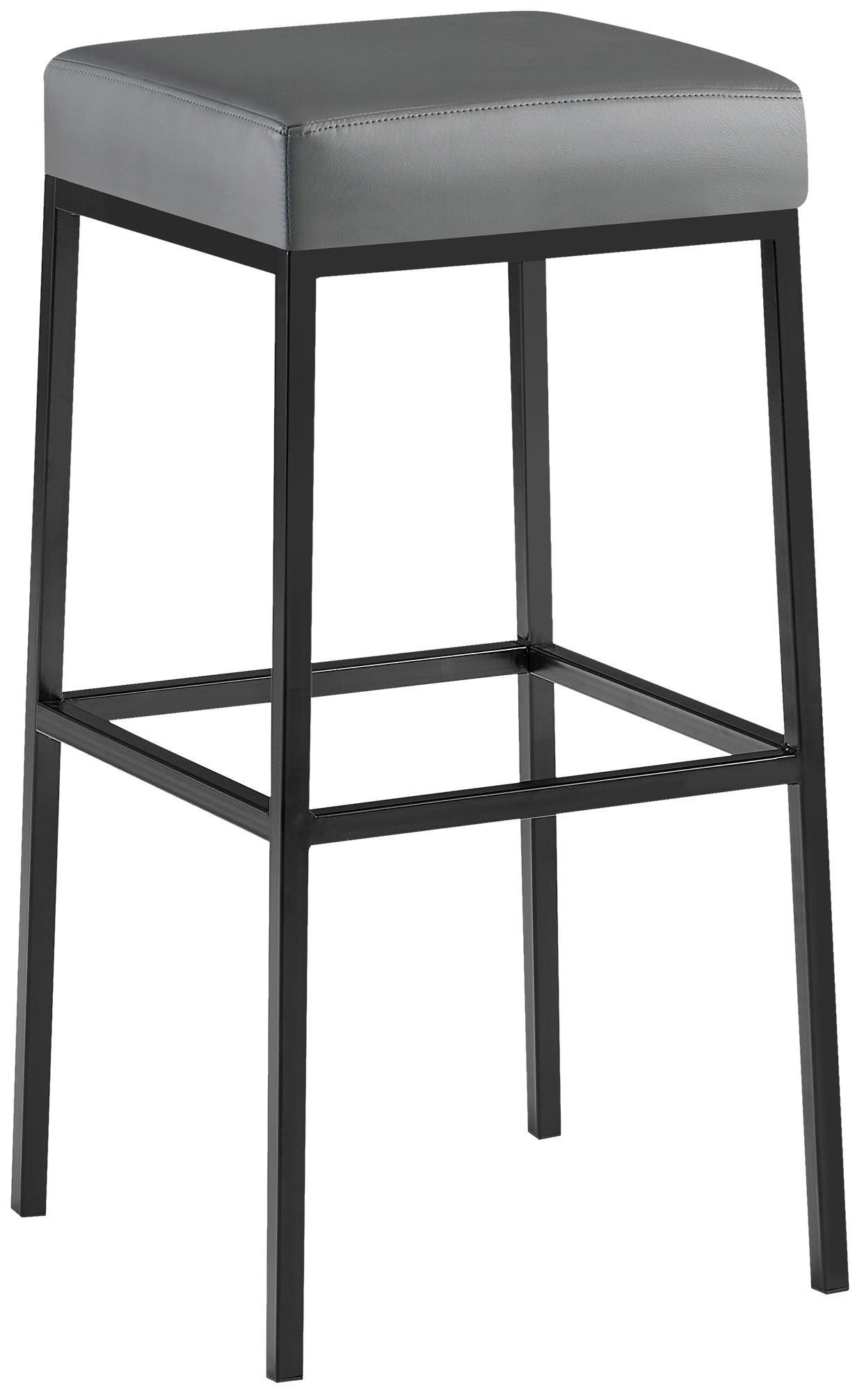 BARHOCKER Lederlook grau - Schwarz/Grau, Textil/Metall (37/78/37cm) - CLP