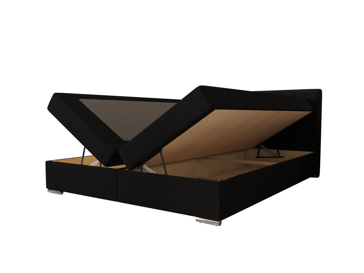 BOXBETT ZILANO 1 mit Matratze H3 und Topper 140x200 Cosmic 100 - Schwarz, Holz/Textil (140/200cm) - Bedante