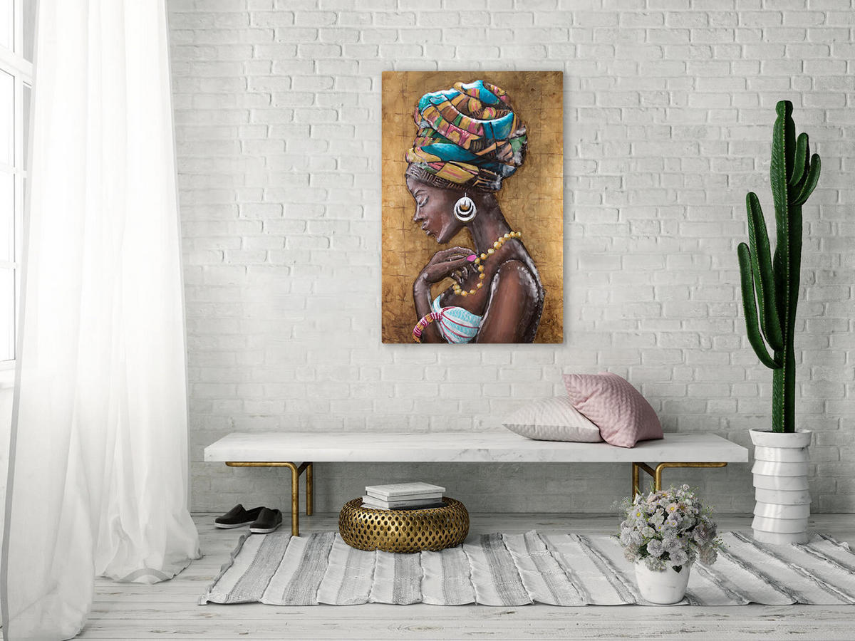 METALLBILD Bunt 60/90 cm - Goldfarben/Multicolor, Metall (4/90cm) - KUNSTLOFT