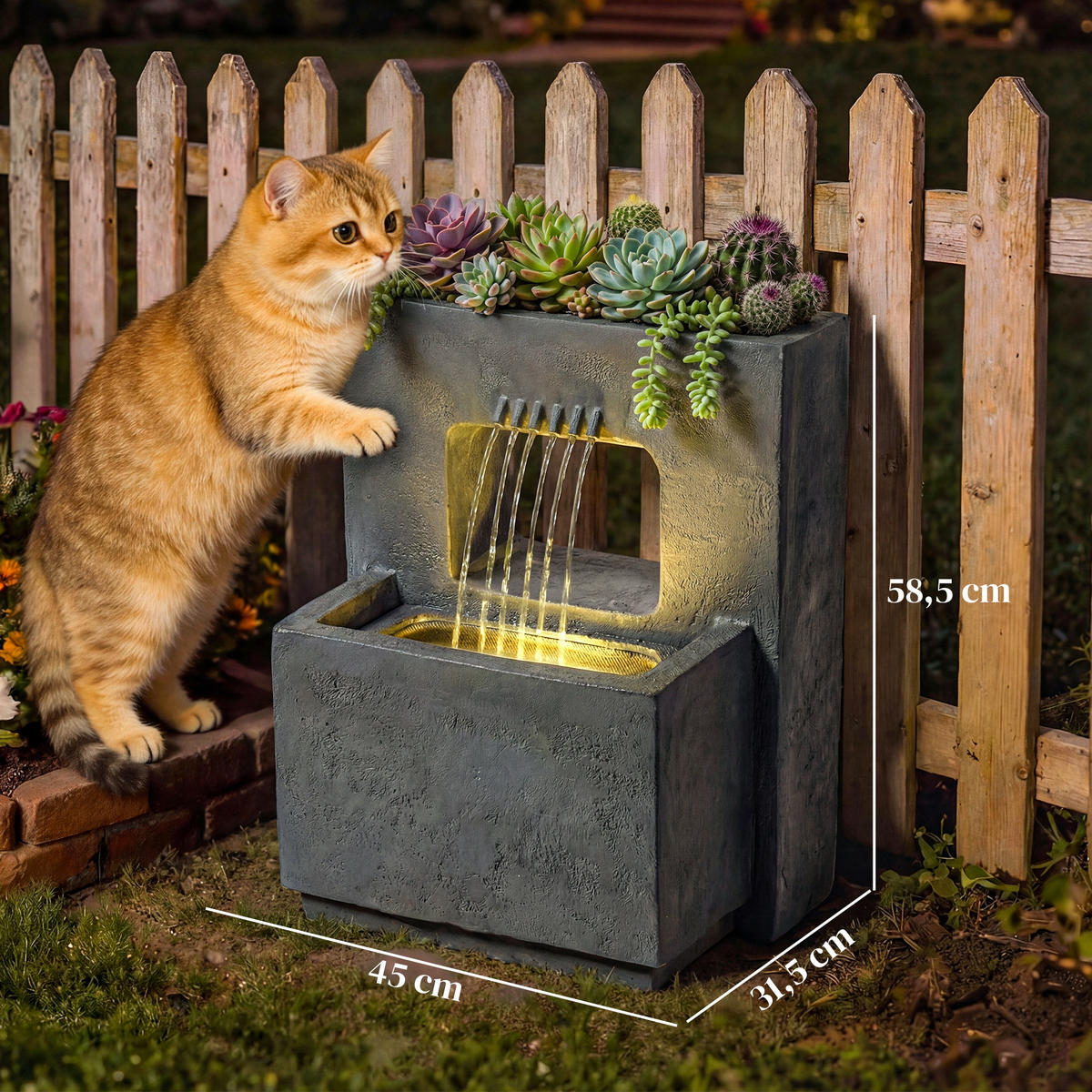 GARTENBRUNNEN Harz Dunkelgrau - Dunkelgrau, Kunststoff (45/31.5/58.5cm) - Outsunny