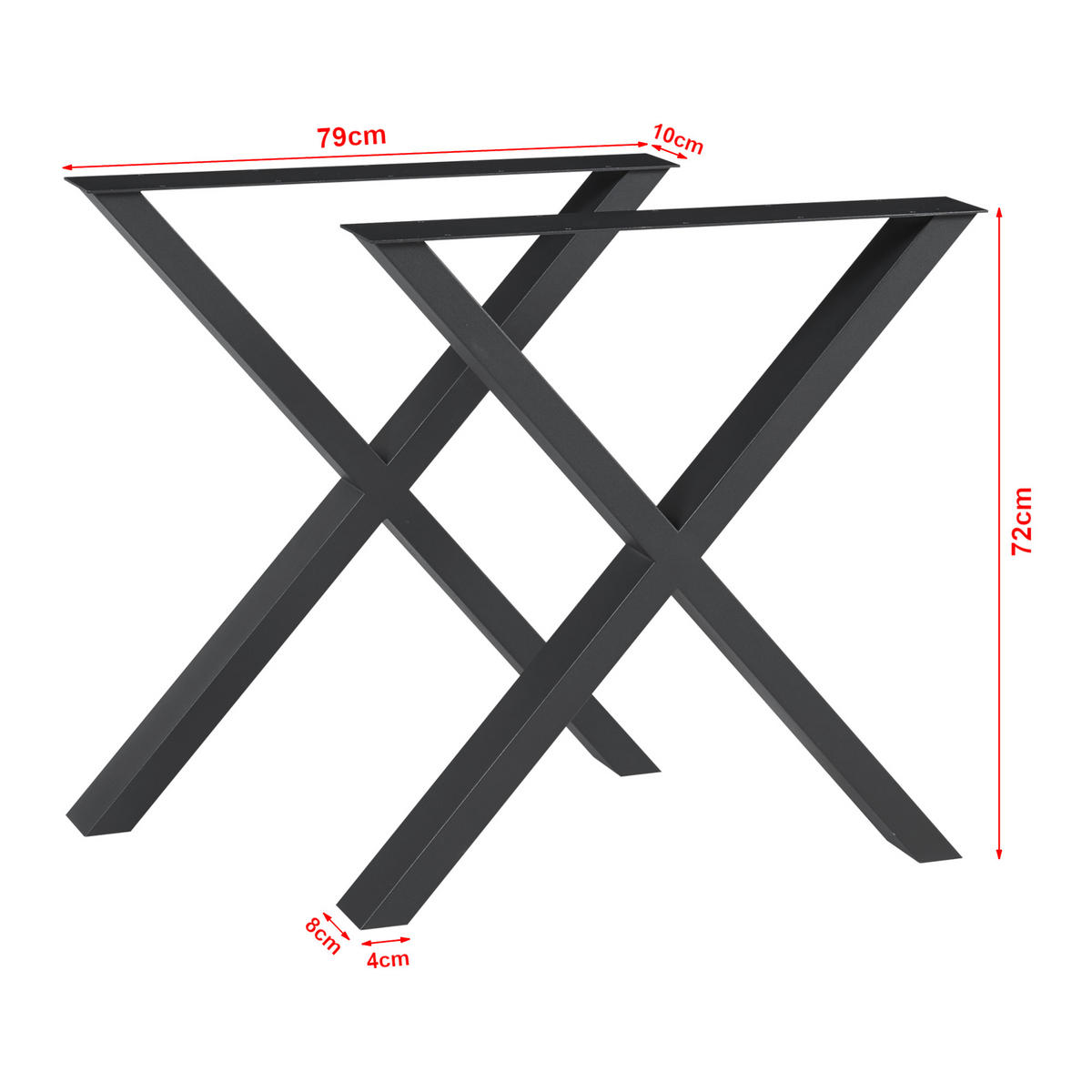 TISCHGESTELL-SET 2 TLG. Greith - Schwarz, Metall (79/72/10cm) - [en.casa]