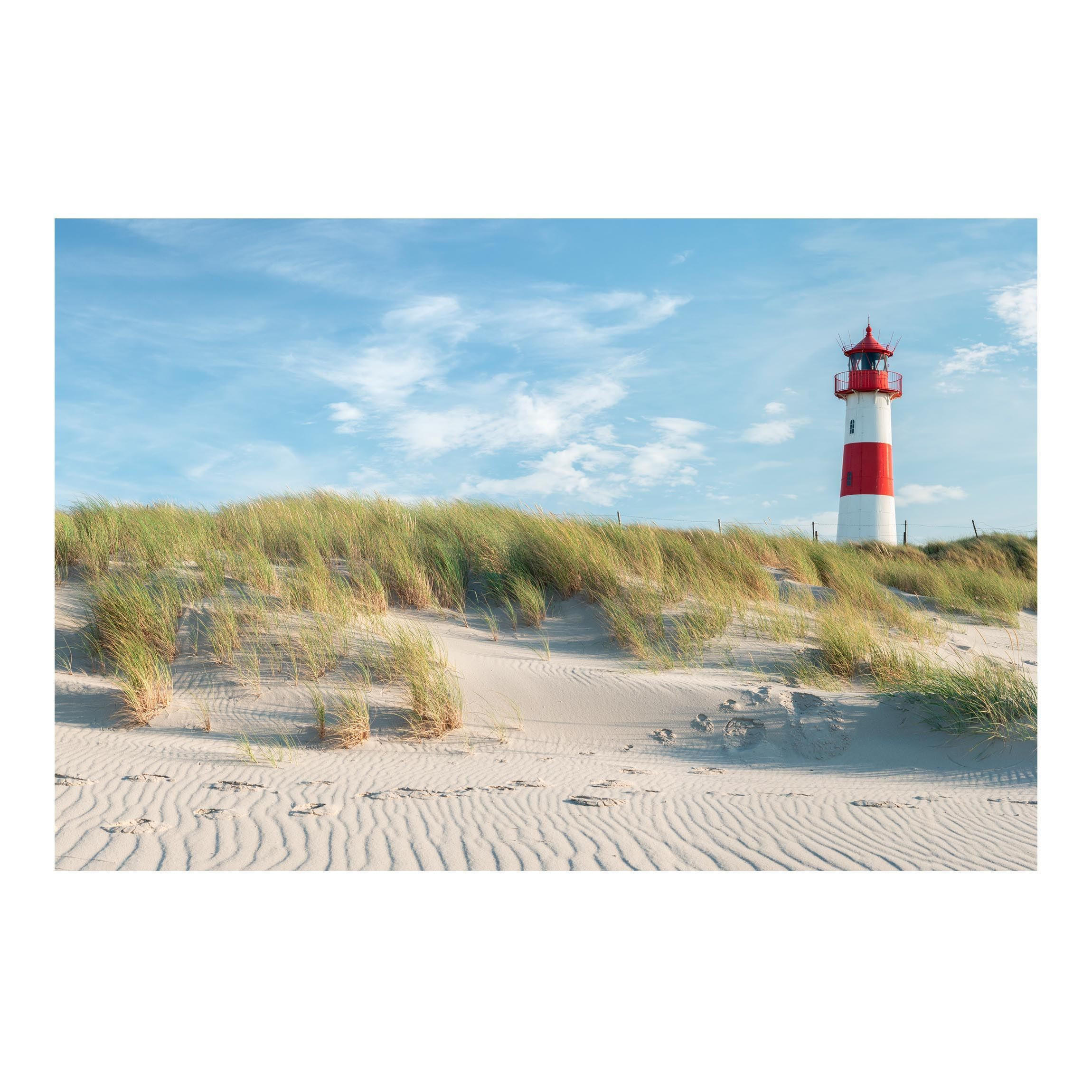 FOTOTAPETE Leuchtturm an der Nordsee 432/290 cm - Blau, Papier (432/290cm) - Bilderwelten