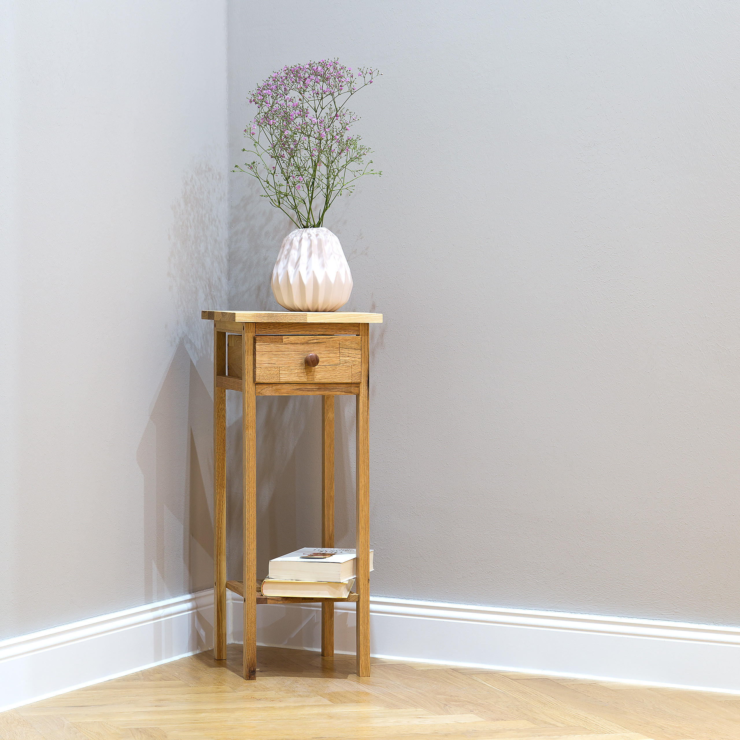 TELEFONTISCH - Hellbraun, Holz/Holzwerkstoff (24.8/25.2/60cm) - Relaxdays