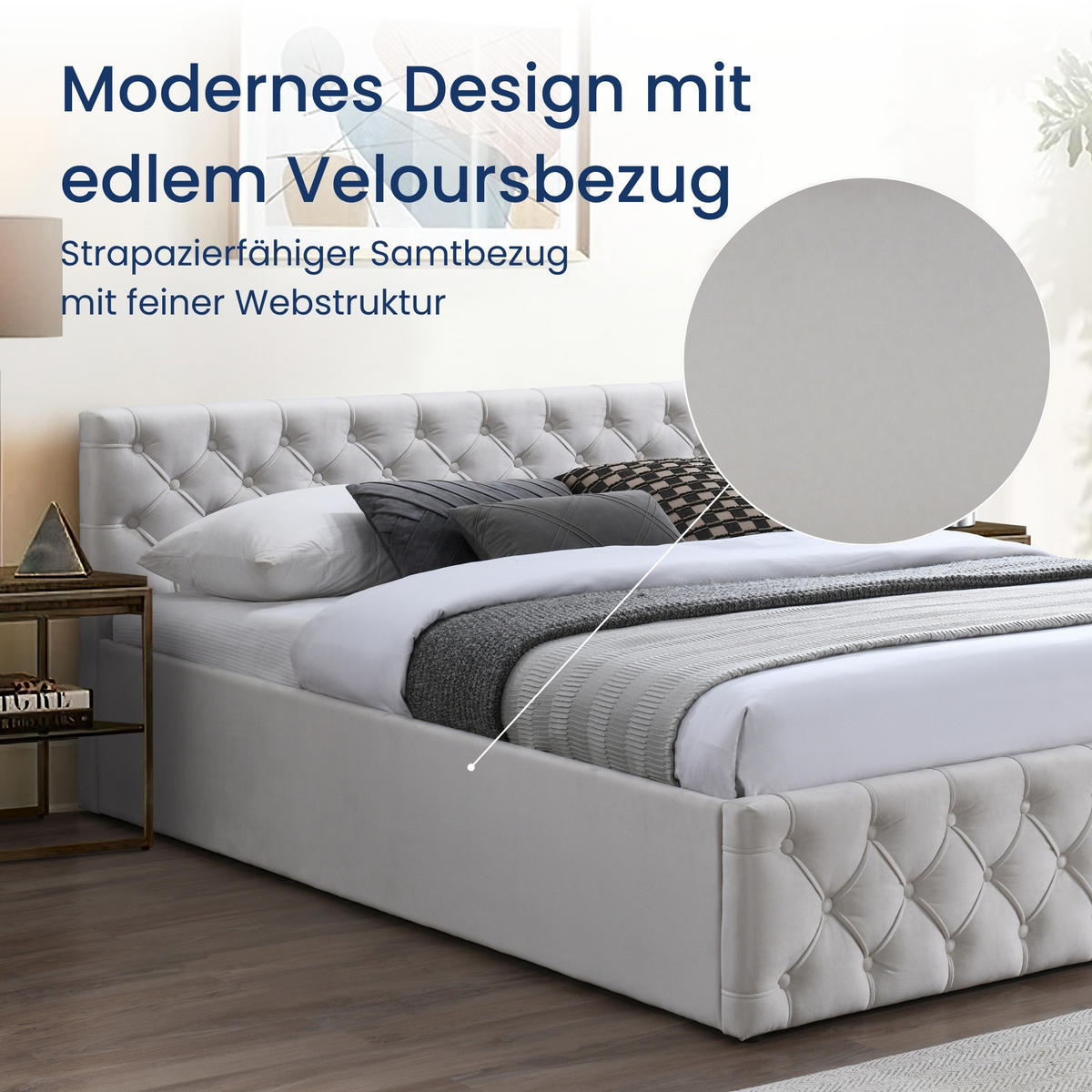 POLSTERBETT mit Stauraum 160x200 cm in Beige - Beige, Holzwerkstoff (160/200cm) - Home Collective