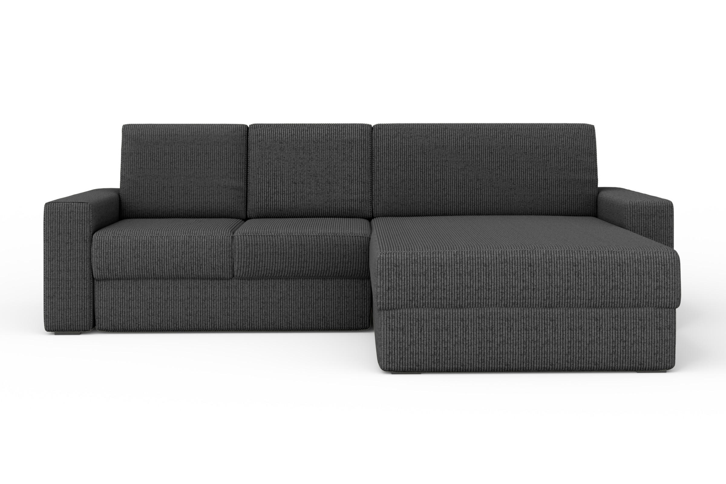 ECKSOFA TOCO XL 275/170 cm in Cord Anthrazit rechts - Anthrazit, Holz/Holzwerkstoff (275/170cm) - Deine Möbel 24