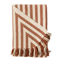 DECKE Gestreift 130x180 cm, 100% Baumwolle, Goldbraun/Natur - Braun, Textil (130/180cm) - Au Maison