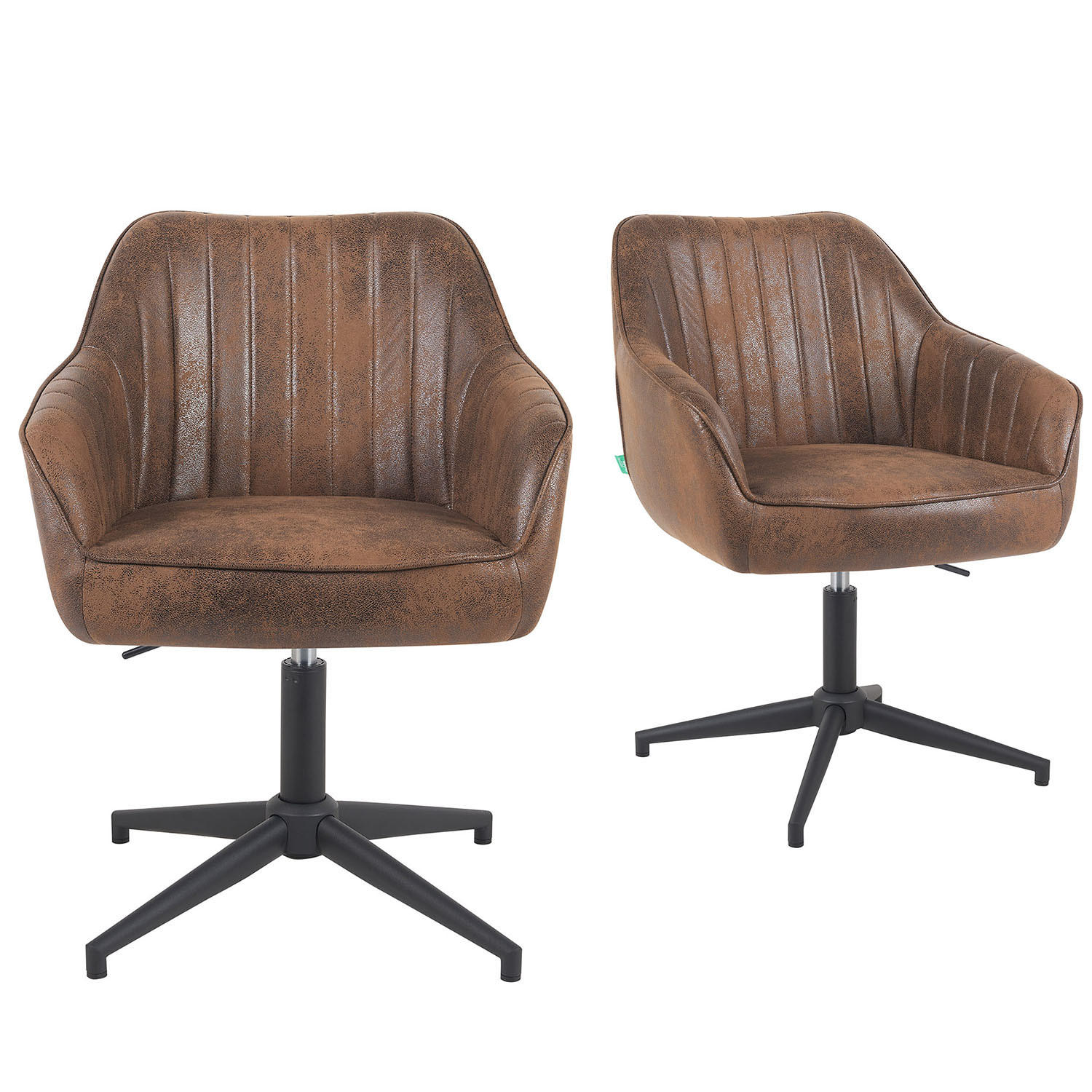 BÜROSTUHL Mika-Caro - Schwarz/Braun, Textil/Metall (60/79/61cm) - DUBI Möbel