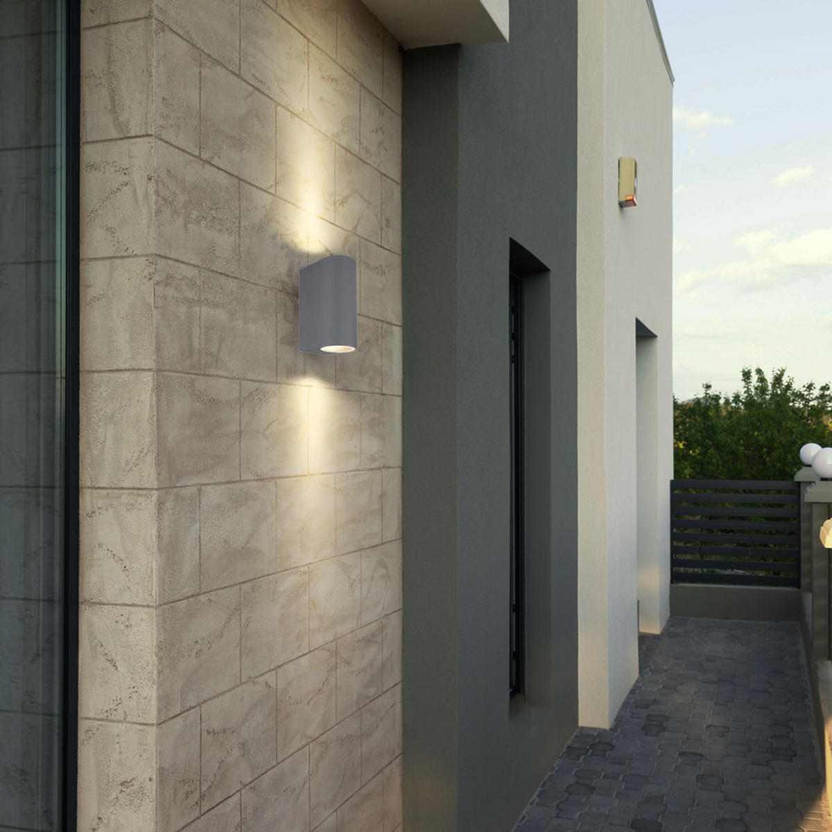 WANDLEUCHTE Up & Down Anthrazit - Anthrazit, Glas (6.8/15/9.2cm) - Globo Lighting