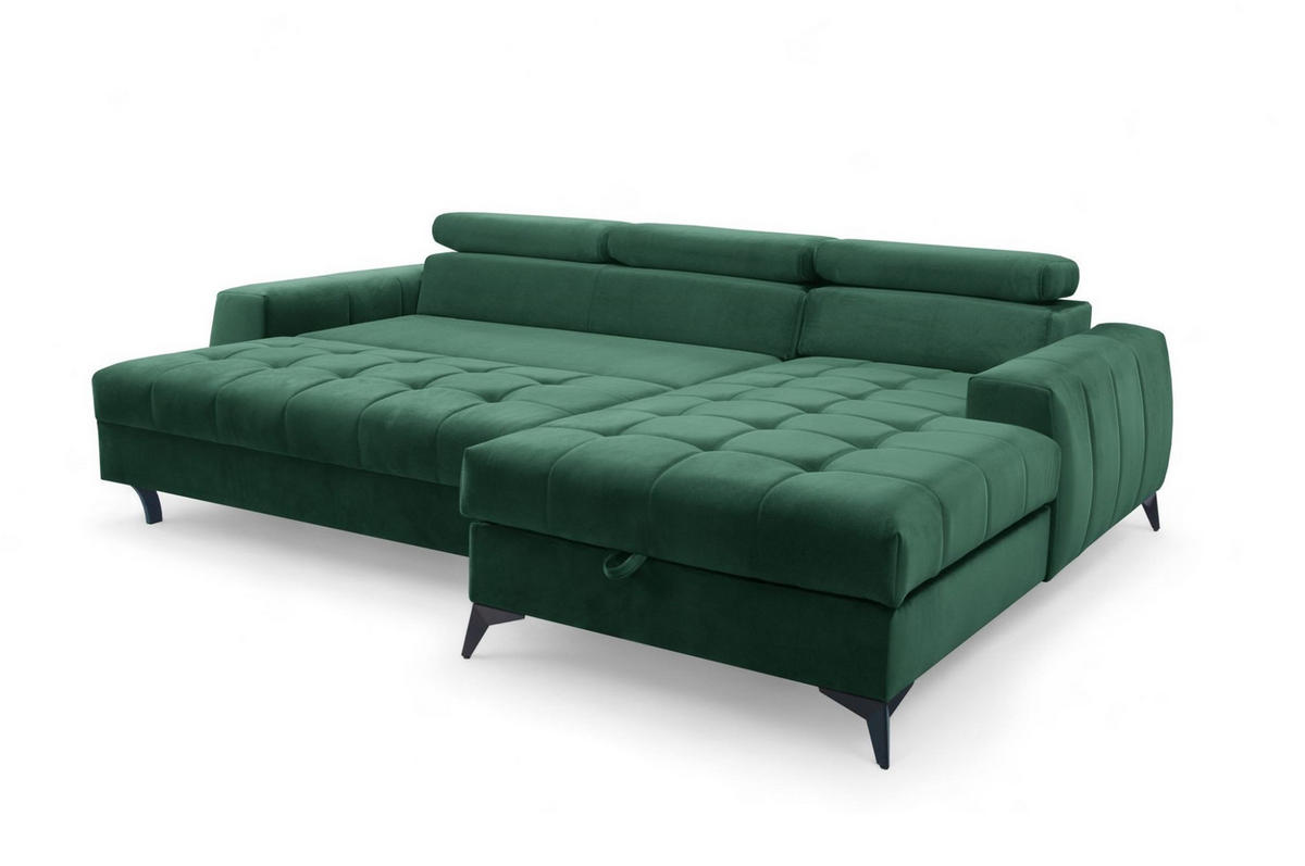 ECKSOFA Agnesa Xs In Salvador - Dunkelgrün, Holzwerkstoff/Textil (260/200cm) - Fun Möbel