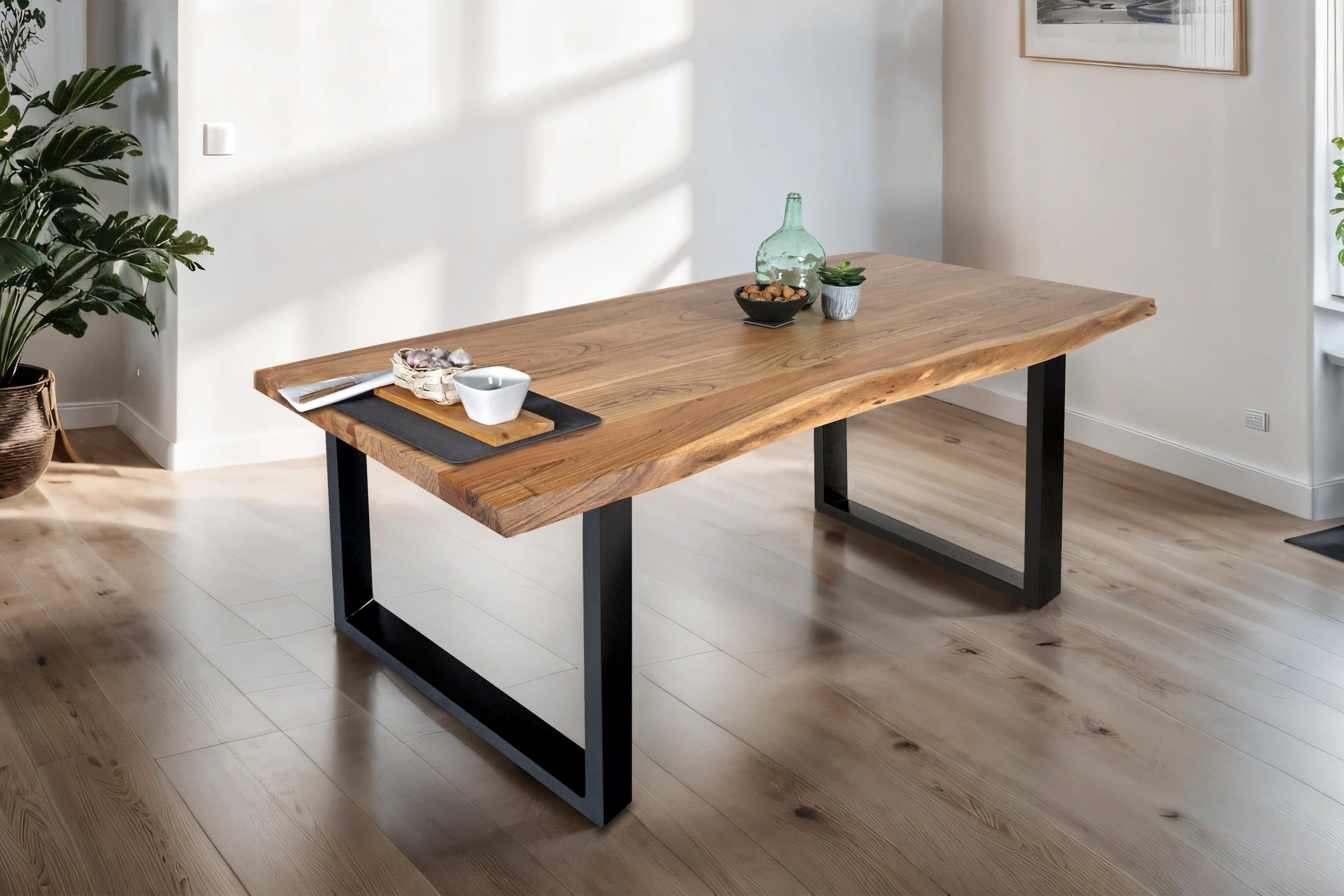 ESSTISCH THEA - Beige/Schwarz, Holz/Metall (80/120/77cm) - SAM