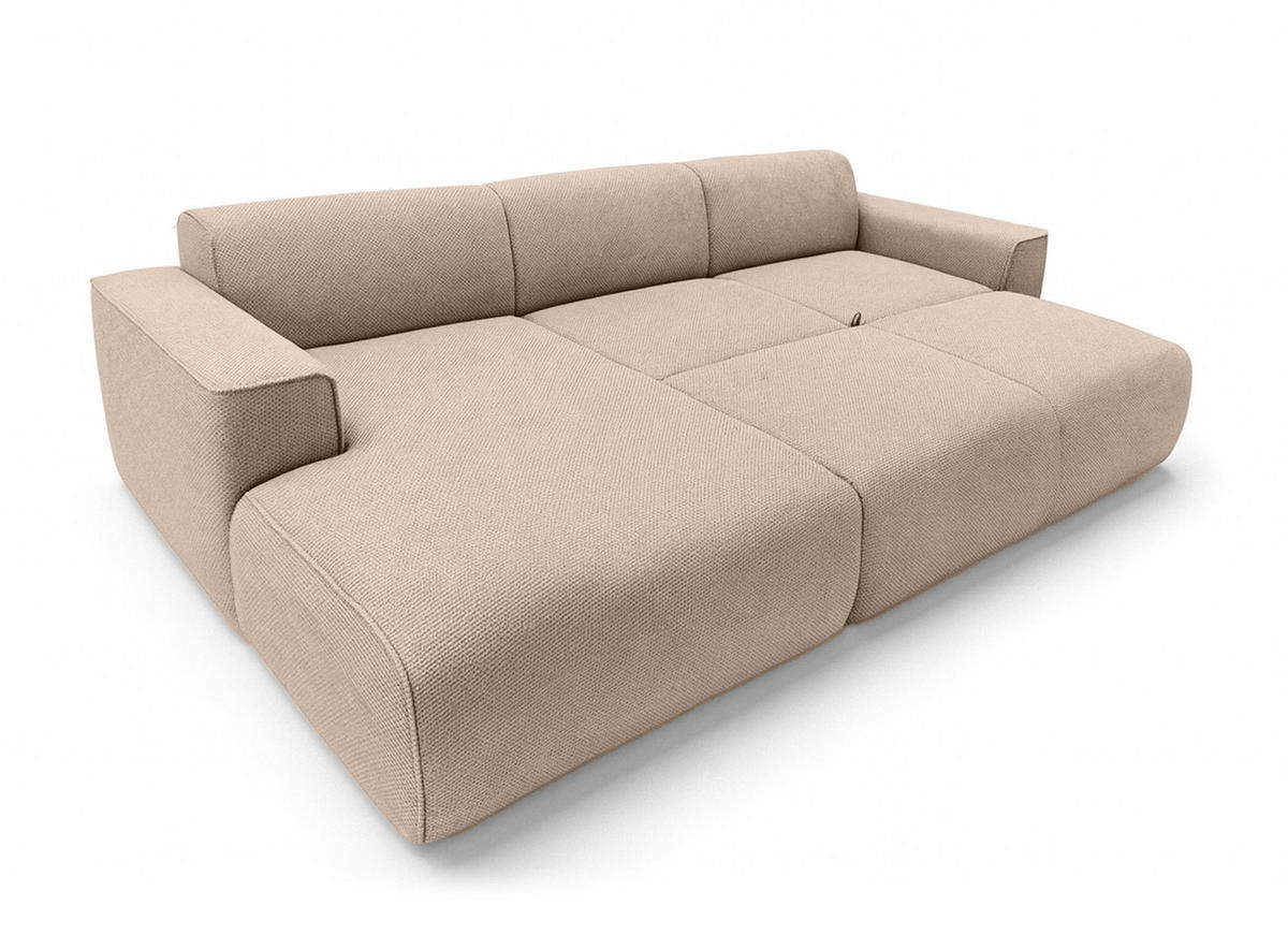 ECKSOFA L Form Ruyam Beige 310/165/78 cm – Schlaffunktion Links - Beige/Schwarz, Kunststoff/Textil (170/310cm) - AX Living