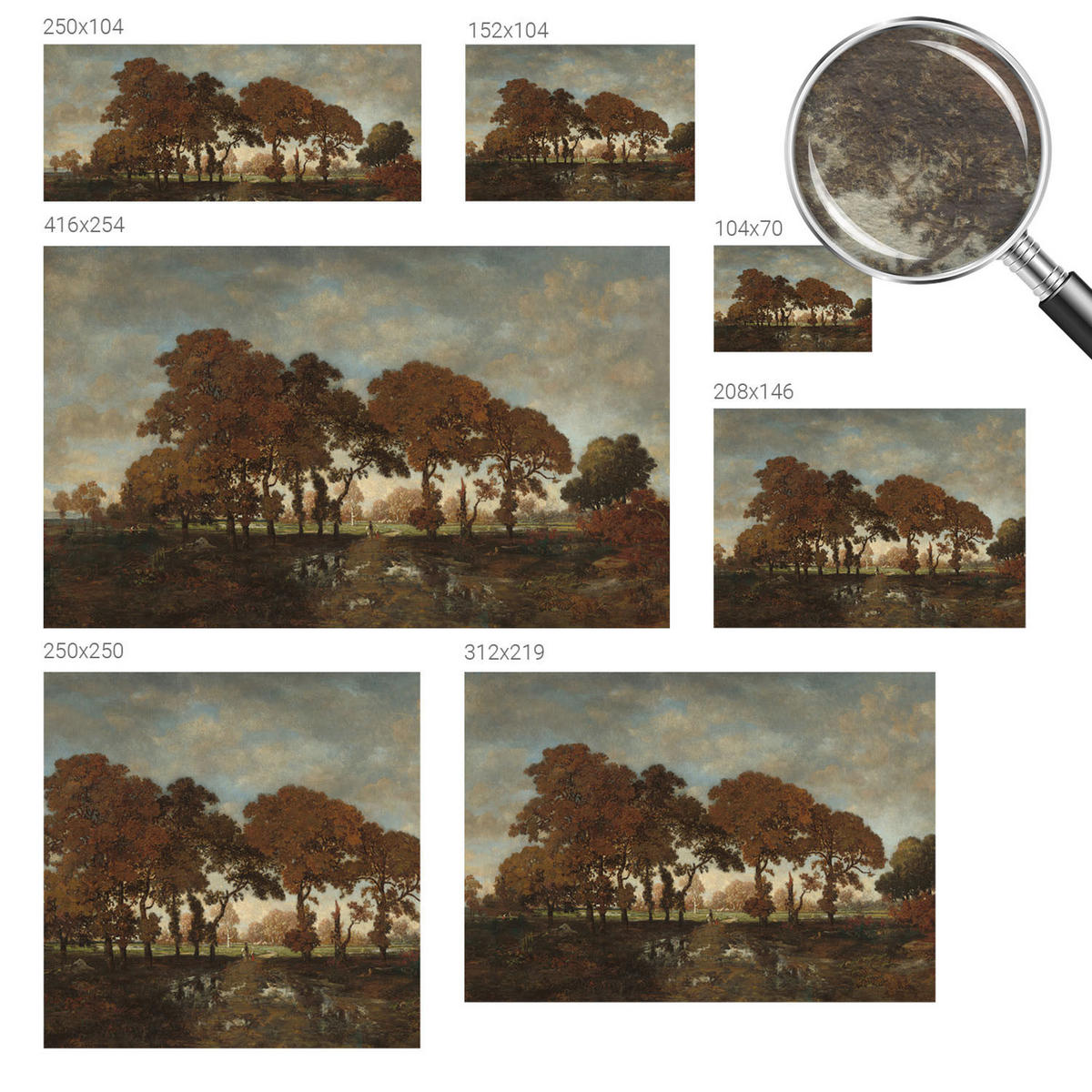 FOTOTAPETE 104x70 cm - Idyllische Landschaft - Weiß, Textil (104/70cm) - Wallfluent