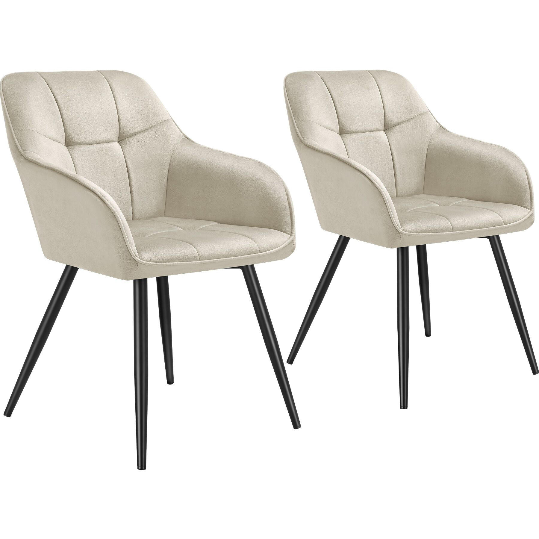 ESSZIMMERSTUHL 2er Set Marilyn 58 x 62 x 82 cm creme/schwarz - Creme/Schwarz, Kunststoff (58/82/62cm) - tectake