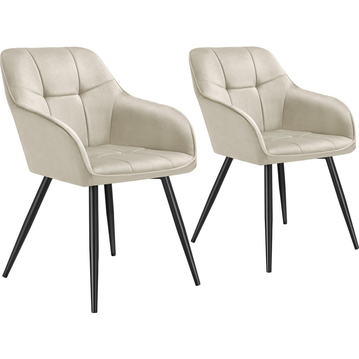 ESSZIMMERSTUHL 2er Set Marilyn 58 x 62 x 82 cm creme/schwarz - Creme/Schwarz, Kunststoff (58/82/62cm) - tectake