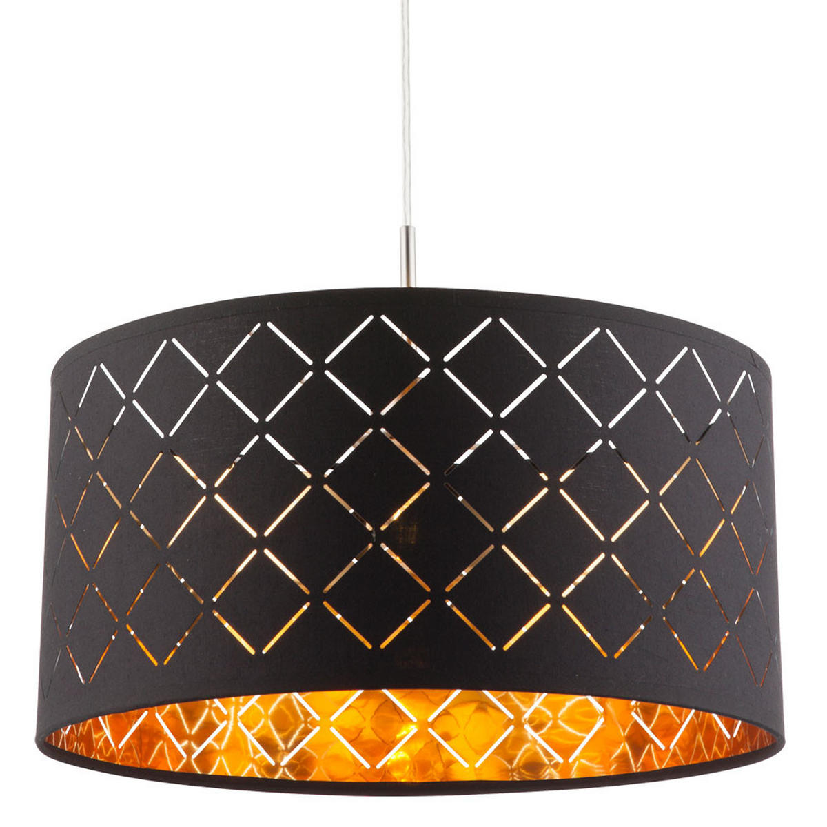 LED HÄNGELEUCHTE Metall Textilschirm Schwarz Gold - Schwarz, Metall (40/40/140cm) - Globo Lighting