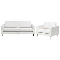 SOFA-SET 4-Sitzer Stoff Cremeweiß Savalen - Creme, Textil (204/87/91cm) - Beliani
